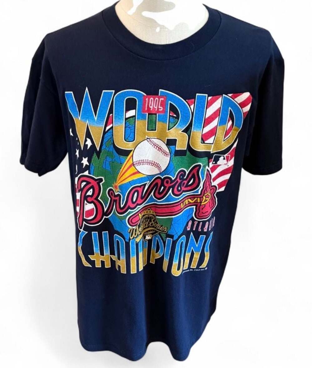 Vintage 90's Rare MLB Atlanta Braves Baseball 1995 World Champions Lee Sports La